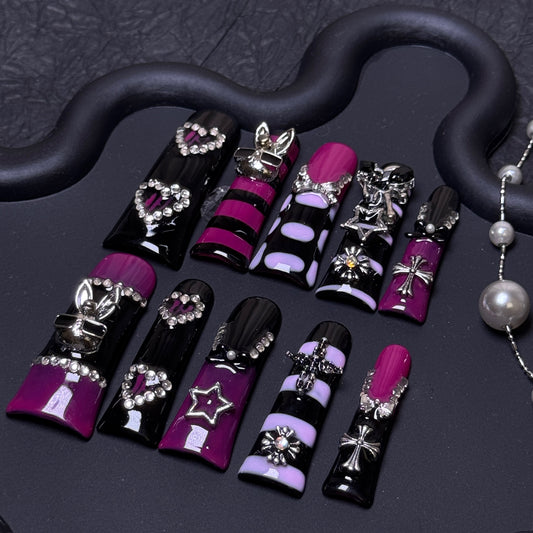 Purple Rebel Y2K Punk Extra Long Coffin Press-On Nails
